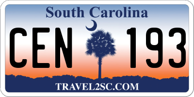 SC license plate CEN193