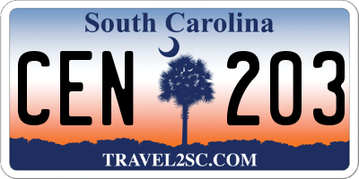 SC license plate CEN203