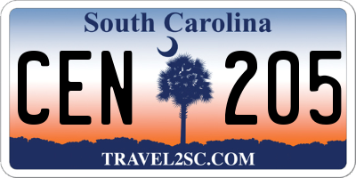SC license plate CEN205
