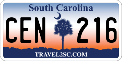 SC license plate CEN216