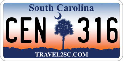 SC license plate CEN316