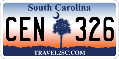 SC license plate CEN326