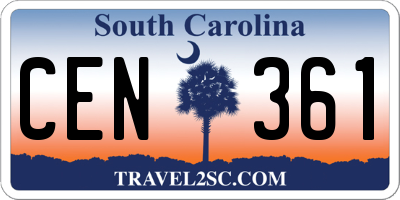 SC license plate CEN361