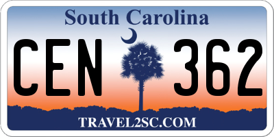 SC license plate CEN362