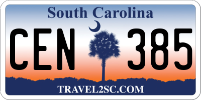 SC license plate CEN385