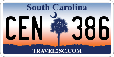 SC license plate CEN386