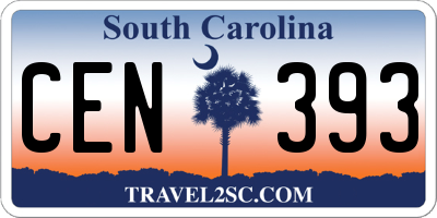 SC license plate CEN393