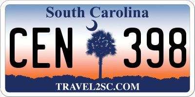 SC license plate CEN398