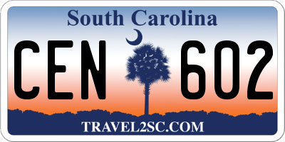 SC license plate CEN602