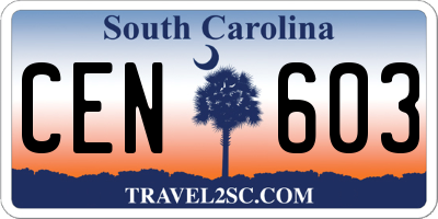 SC license plate CEN603