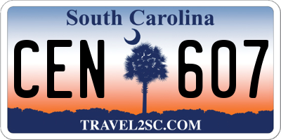 SC license plate CEN607