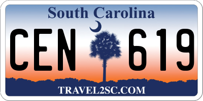 SC license plate CEN619