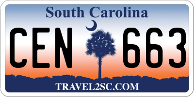 SC license plate CEN663