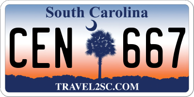 SC license plate CEN667