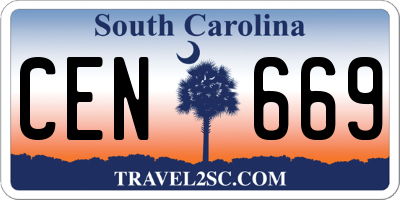 SC license plate CEN669