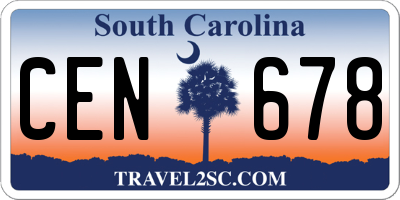SC license plate CEN678