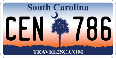 SC license plate CEN786