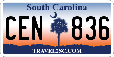 SC license plate CEN836