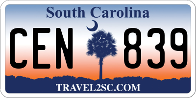 SC license plate CEN839