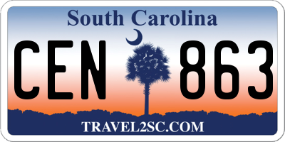 SC license plate CEN863