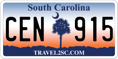 SC license plate CEN915