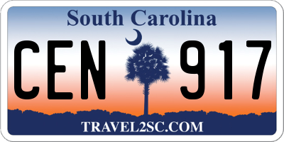 SC license plate CEN917