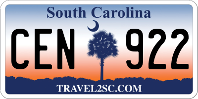 SC license plate CEN922