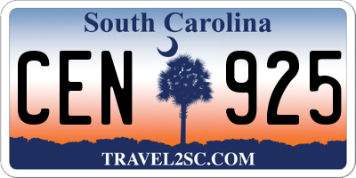SC license plate CEN925