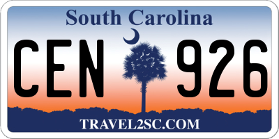 SC license plate CEN926