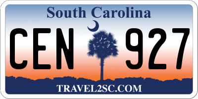 SC license plate CEN927