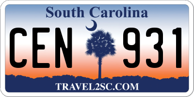 SC license plate CEN931