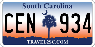 SC license plate CEN934