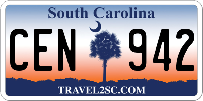 SC license plate CEN942
