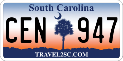 SC license plate CEN947