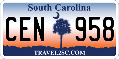 SC license plate CEN958