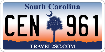 SC license plate CEN961