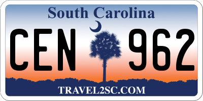 SC license plate CEN962