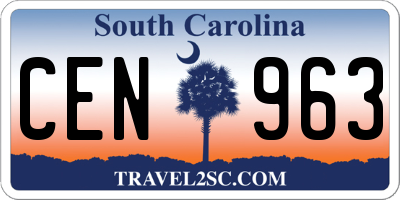 SC license plate CEN963