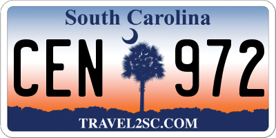 SC license plate CEN972