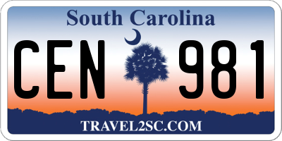 SC license plate CEN981