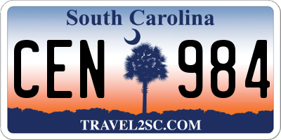 SC license plate CEN984