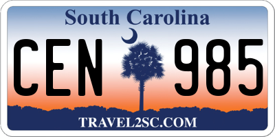 SC license plate CEN985