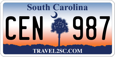 SC license plate CEN987