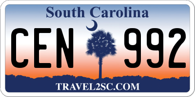 SC license plate CEN992