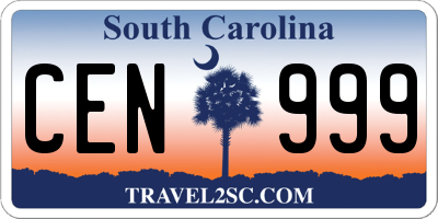 SC license plate CEN999