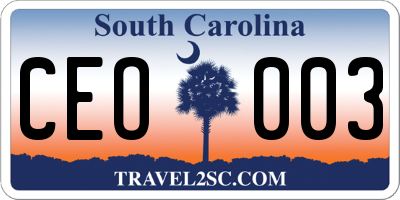 SC license plate CEO003