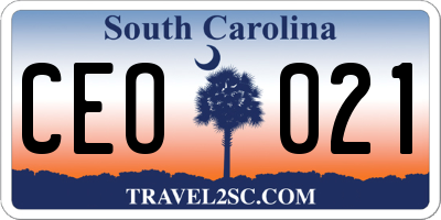 SC license plate CEO021