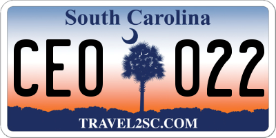 SC license plate CEO022