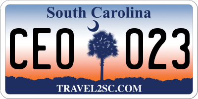SC license plate CEO023