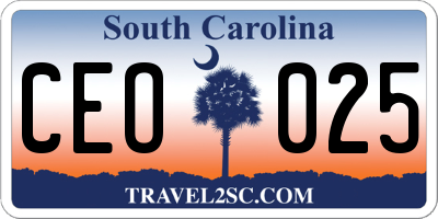SC license plate CEO025